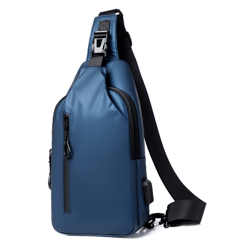 Men's cross bag with USB, multifunctional chest bag, adjustable shoulder strap, daily commuting bag