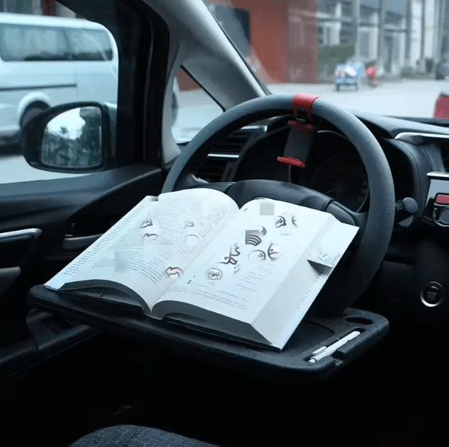Multifunction Car Steering Wheel Tray Table Portable Steering Wheel Car Desk for Eating Working Laptop and Storage