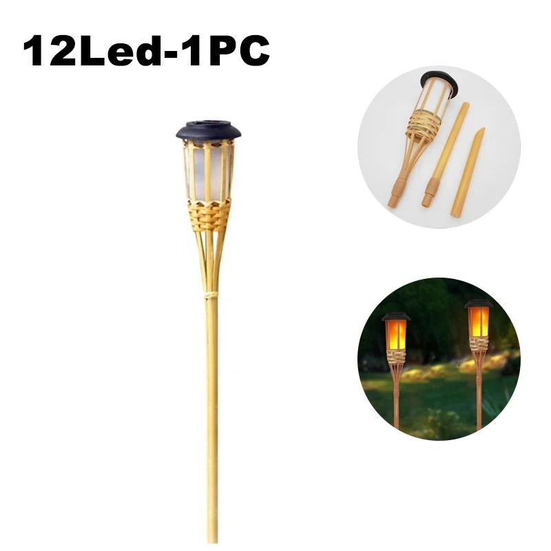 Solar LED Flame Effect Bamboo Garden Light