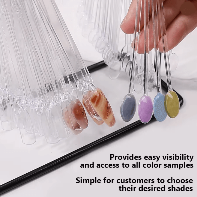 Fan Shaped Nail Art Display Rack for Polish Color Samples and Salon Showcase