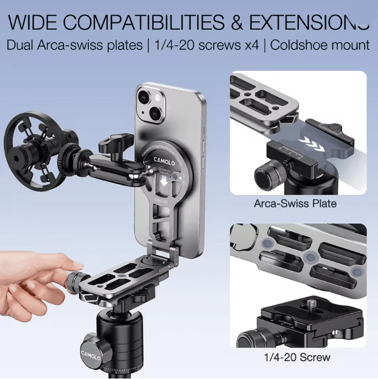 Magnetic Magsafe Phone Tripod with Cold Shoe Mount