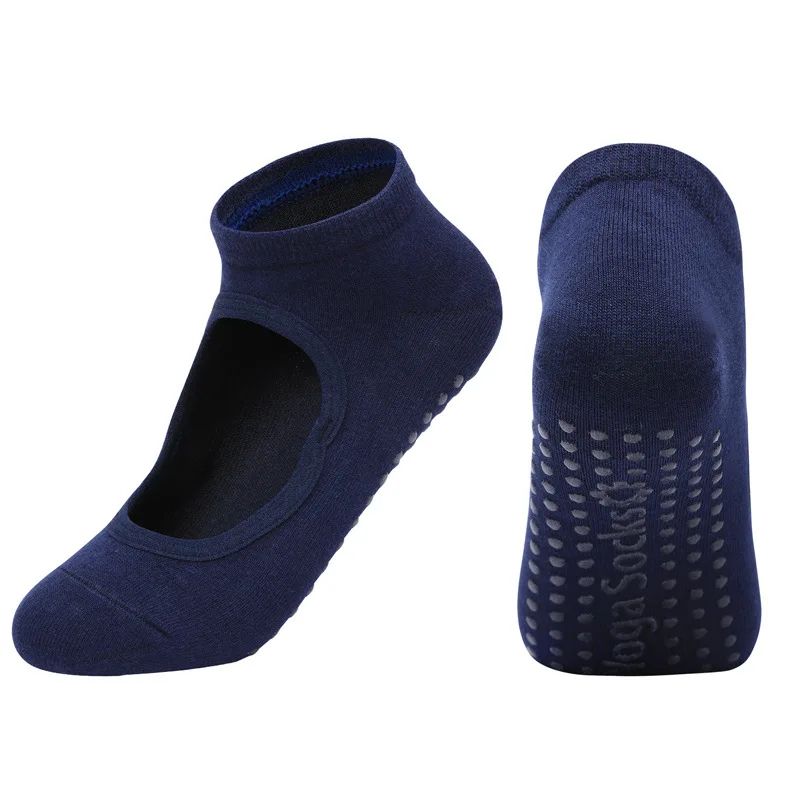Womens Silicone Anti-Slip Backless Yoga Socks US 5-10.5– Non-Slip Pilates & Ballet Fitness Grip Socks