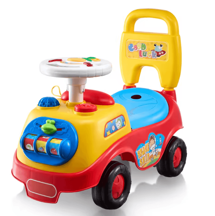 Toddler Ride-On Push Car with Music & Storage – Sit to Stand Learning Walker Toy
