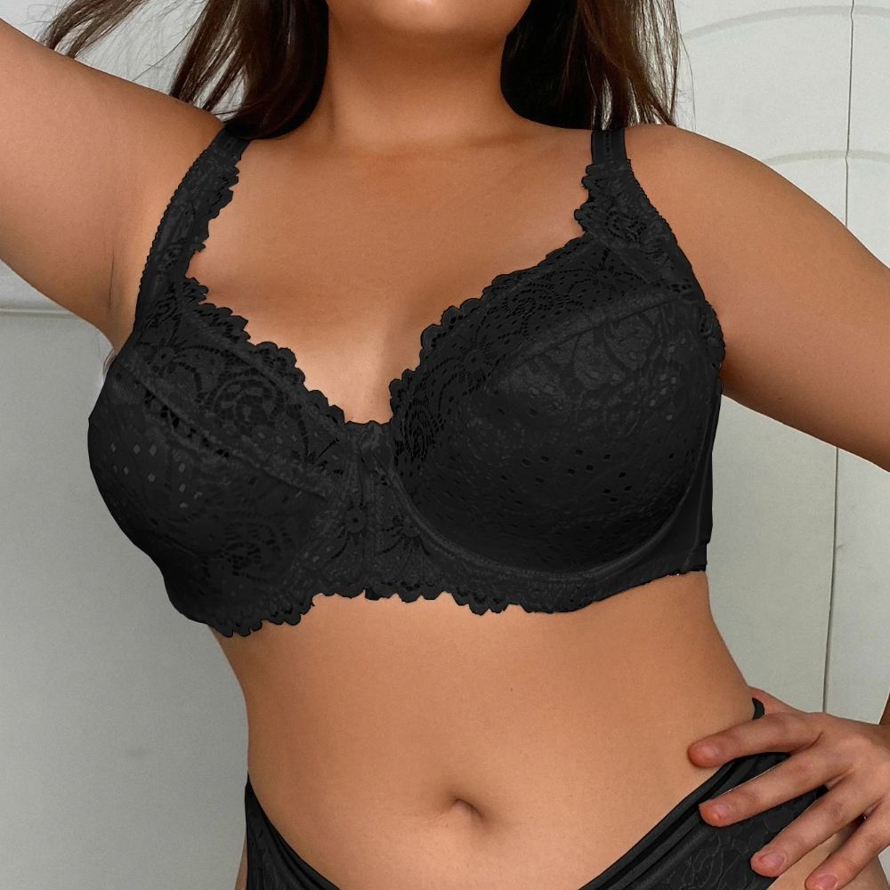 EleganceCurve Plus Size Lace Bra E Cup Underwire Support