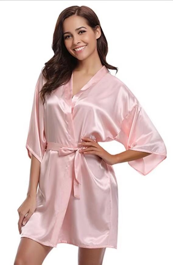Silk Satin Kimono Robe for Women Navy Blue Bridesmaid & Dressing Gown