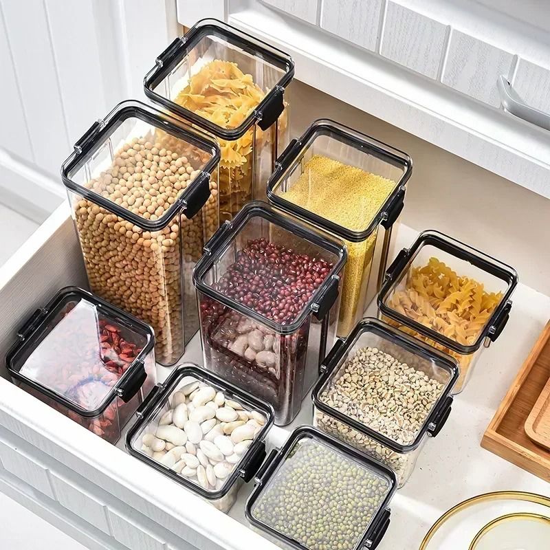 Stackable Plastic Food Storage Containers with Airtight Lids for Kitchen Organization