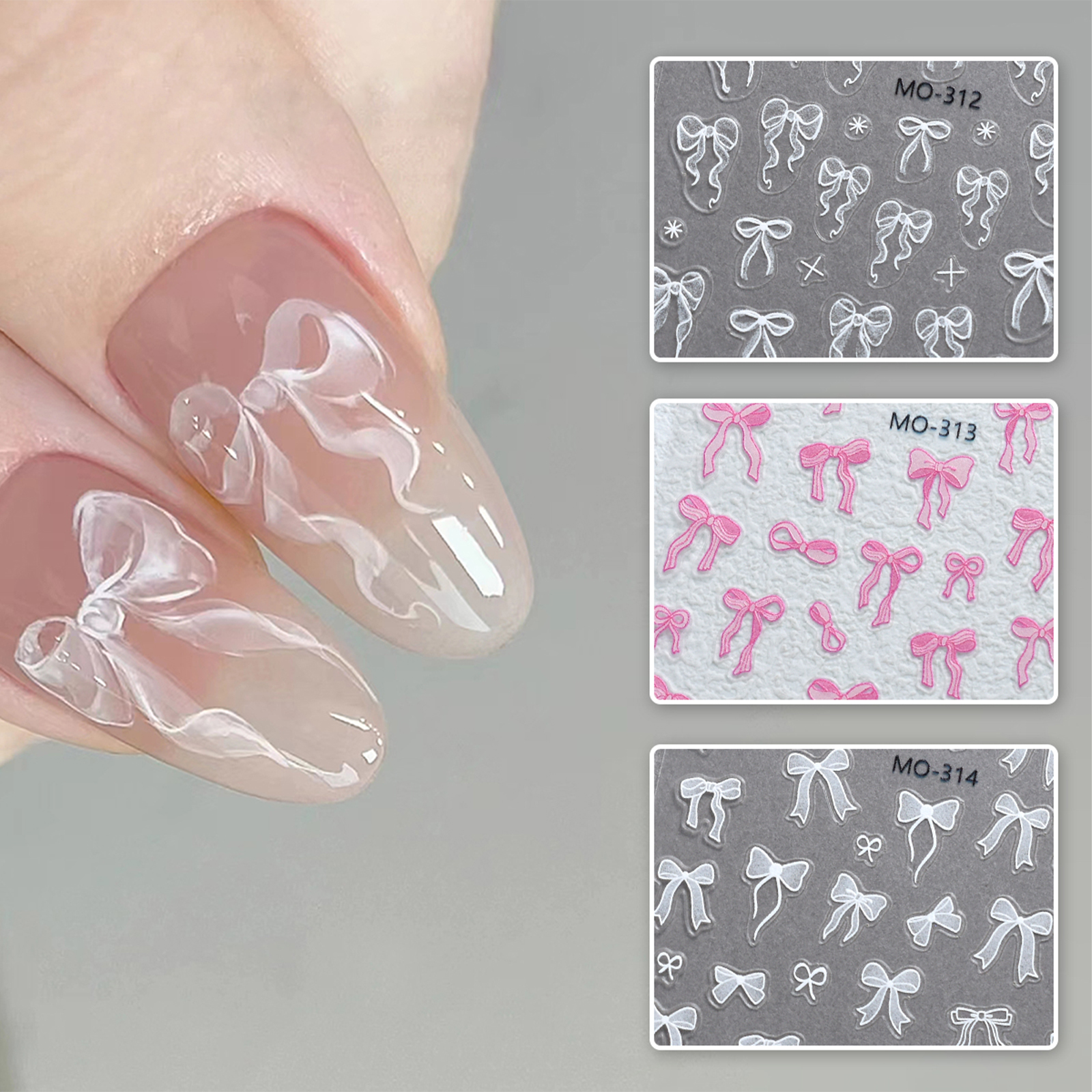 Bowknot Nail Stickers Self Adhesive Bow & Ribbon Nail Art Decals