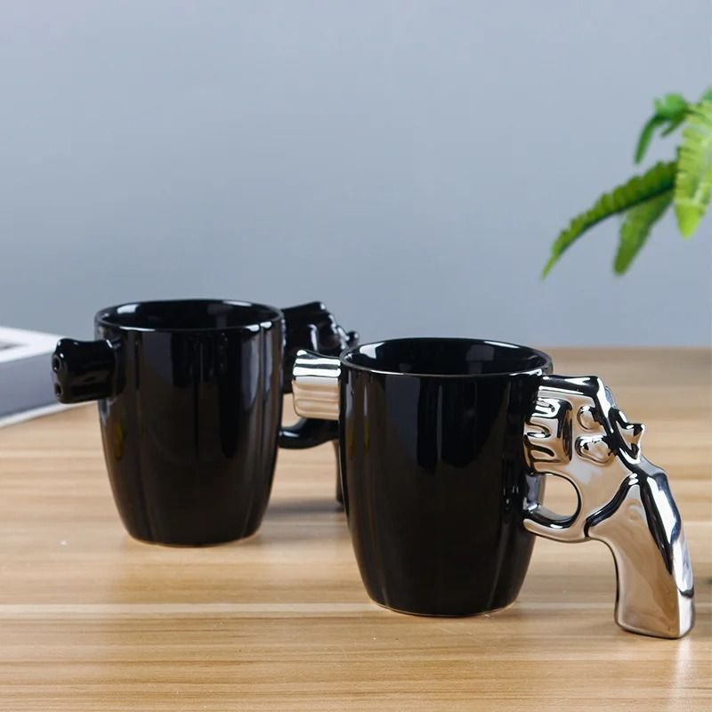 Creative 3D Revolver Modeling Ceramic Coffee Mug