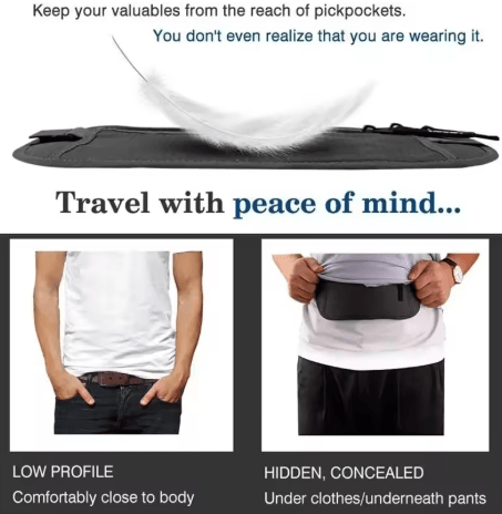 Invisible Running Waist Bag Hidden Travel Money Belt and Security Wallet