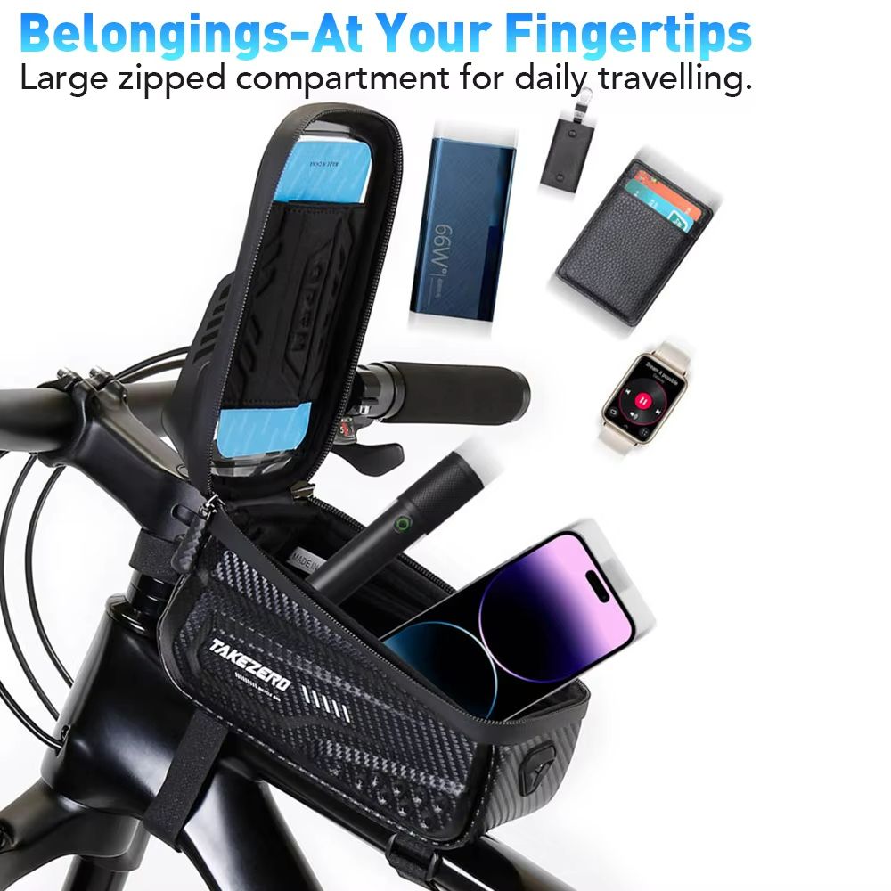 NEWBOLER Waterproof Bicycle Frame Bag – Top Tube Cycling Bag with 6.5