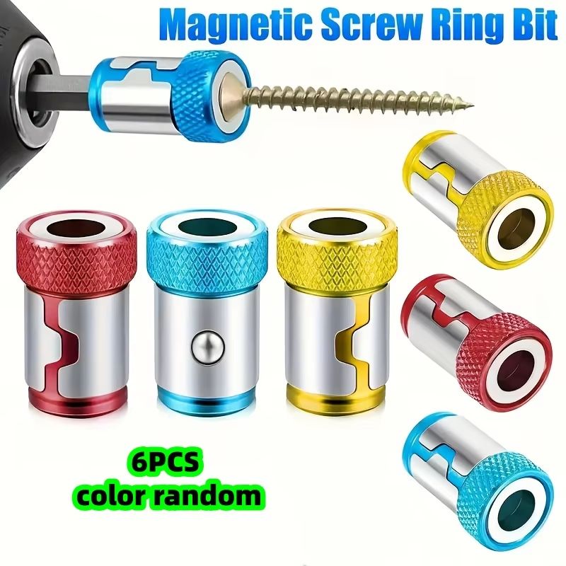 6-Piece Universal Magnetic Screwdriver Bit Set with Magnetized Alloy Rings