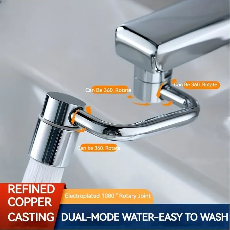 Swivel Kitchen Faucet Extender Stainless Steel, Universal Splashproof Dual Mode Sink Attachment with Adapter