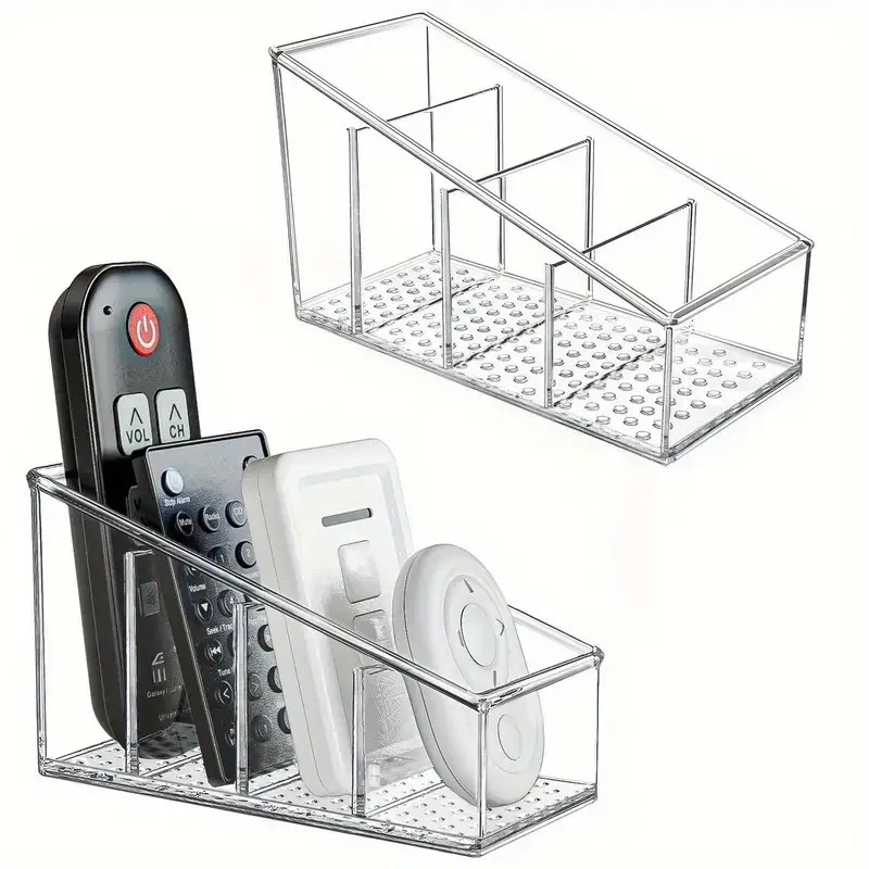 Clear Multi Compartment Remote & Makeup Organizer for Home