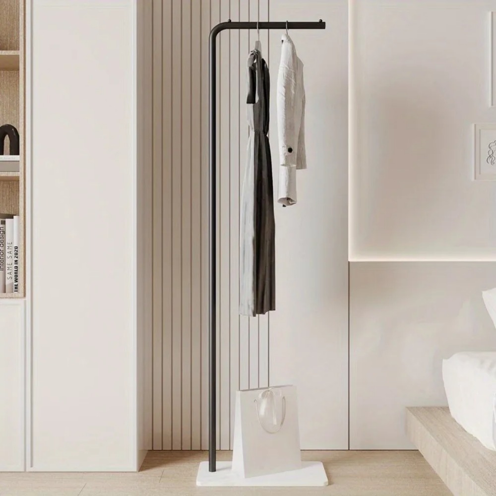 Simple Coat Rack Floor Standing Bedroom Practical Household Storage Rack Light Luxury Modern Single Rod Style Clothing Hat Shelf