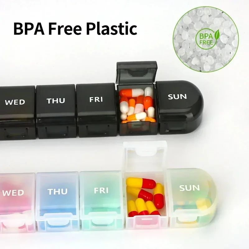 Premium 7-Day Weekly Pill Organizer Box with Removable Capsule Holders & Compact Medicine Storage Case