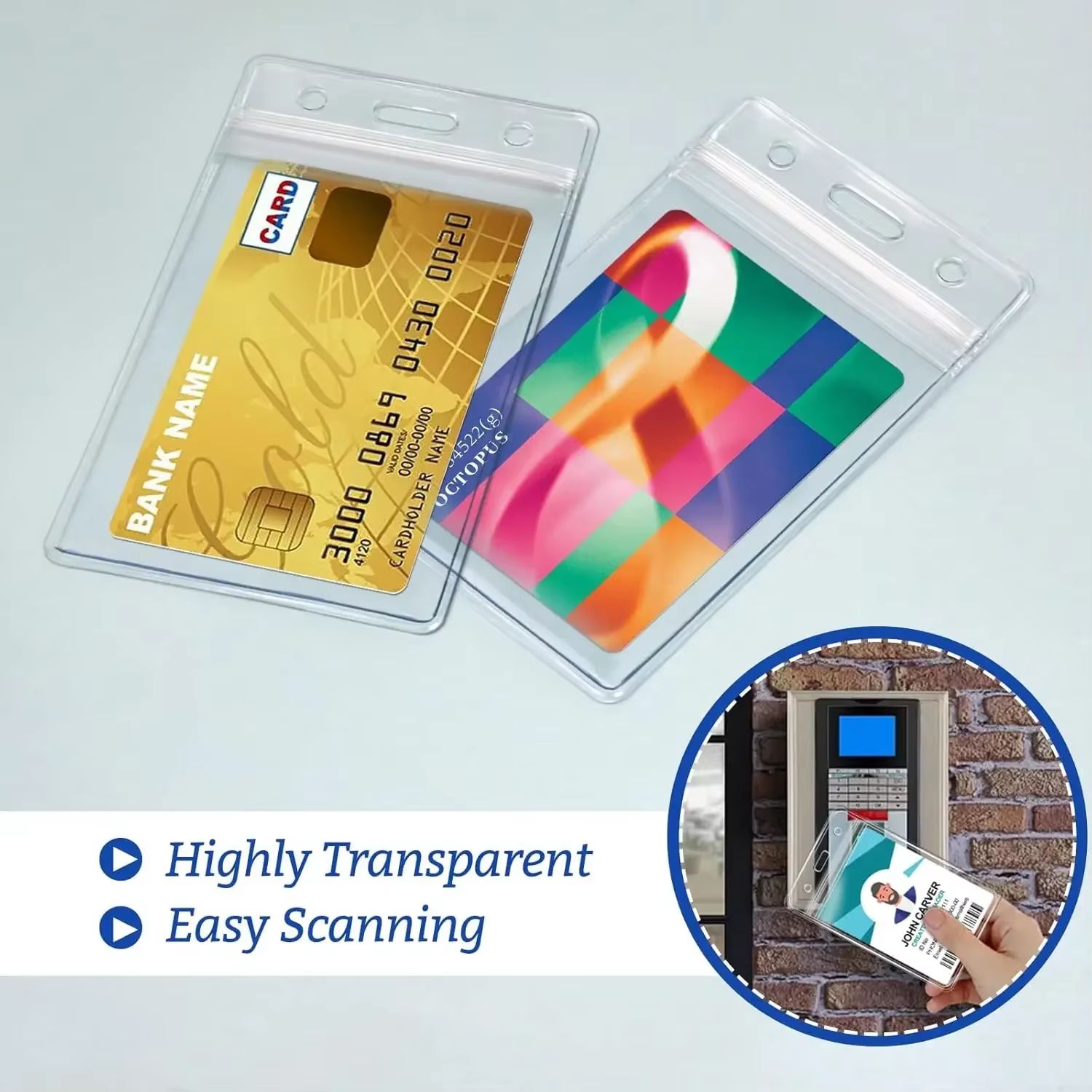 Waterproof Transparent Card Holder Set for ID, Credit, and Badge Protection