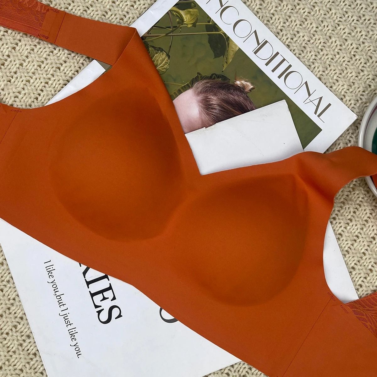 Women Seamless Push Up Lace Wireless Bra for Large Bust Comfort and Support