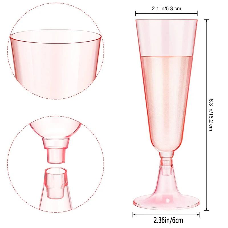 10-Piece Pink Disposable Champagne Flute Set