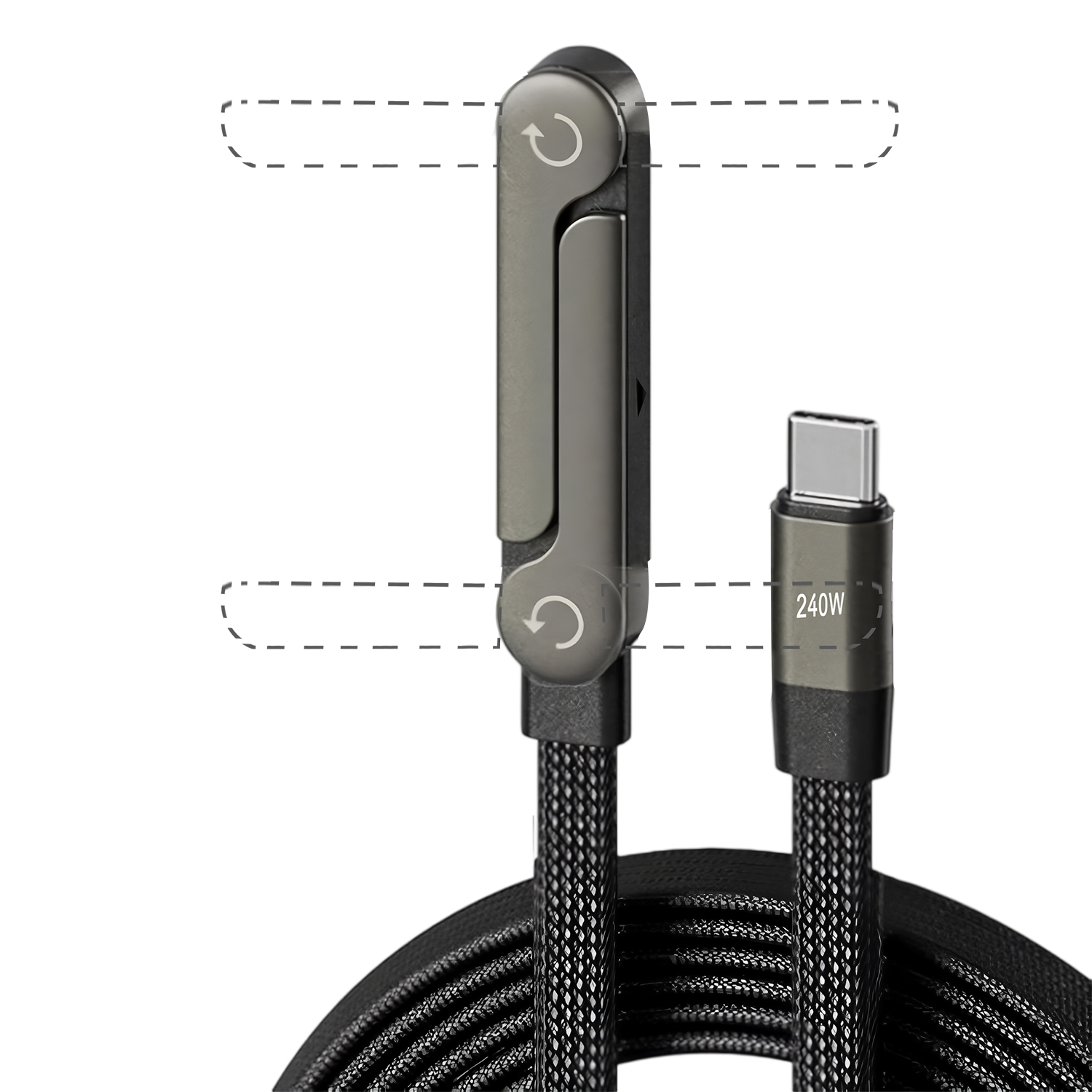 Foldable Mobile Phone Holder With 360 Rotating Charging Data Cable, Fast Charging Stand for Tablets & Phones