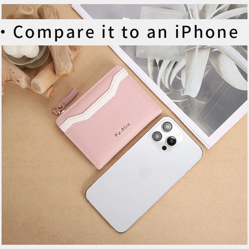 Simple and Elegant Ladies Fashion PU Spliced Small Wallet