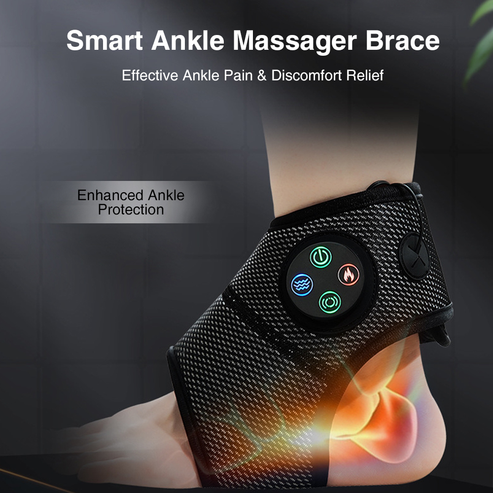 Smart Air Pressure Foot Massager, Hot Compress Therapy, Electric Ankle Brace Support, Multifunctional Vibration