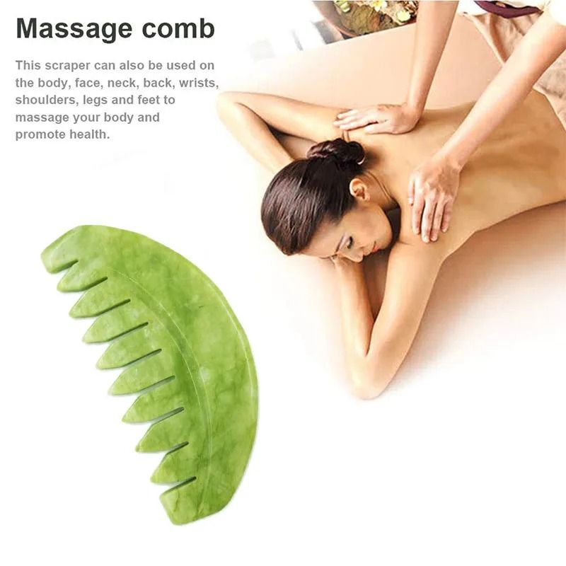Natural Jade Scalp Comb and Facial Gua Sha Scraping Board