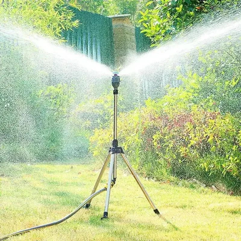 Premium 360° Automatic Rotating Tripod Garden Sprinkler Stand - Stainless Steel Irrigation & Lawn Watering Tool