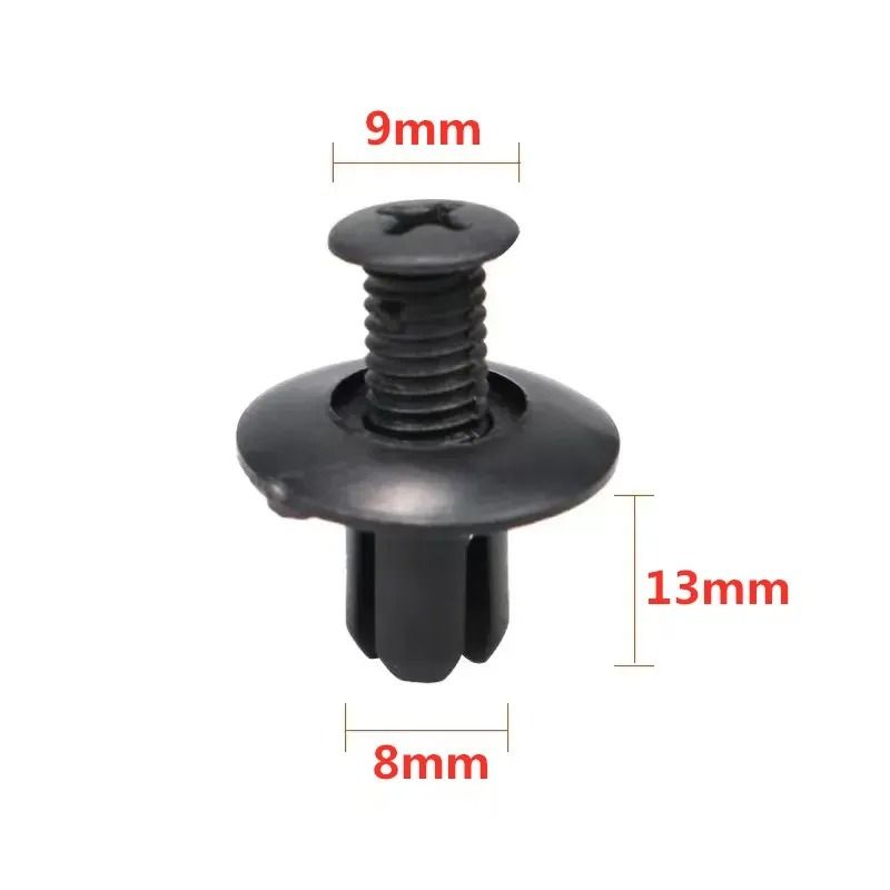 8mm Plastic Car Rivet Clips Bumper Fender Fasteners Set