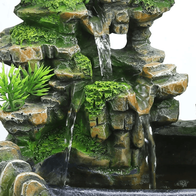 Feng Shui Desktop Water Fountain with LED Lights for Home and Office