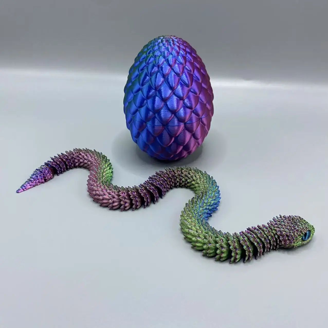 3D Printed Snake Surprise Egg Set – Flexible Articulated Fidget Toy (4 Pieces)