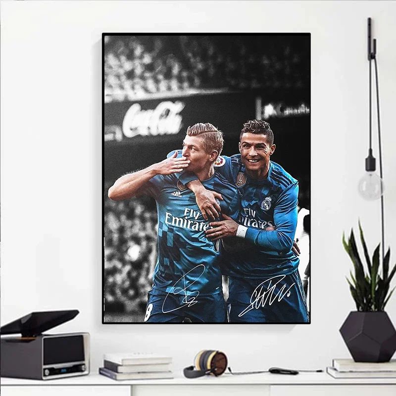 Modern Soccer Player Canvas Wall Art Football Poster Print