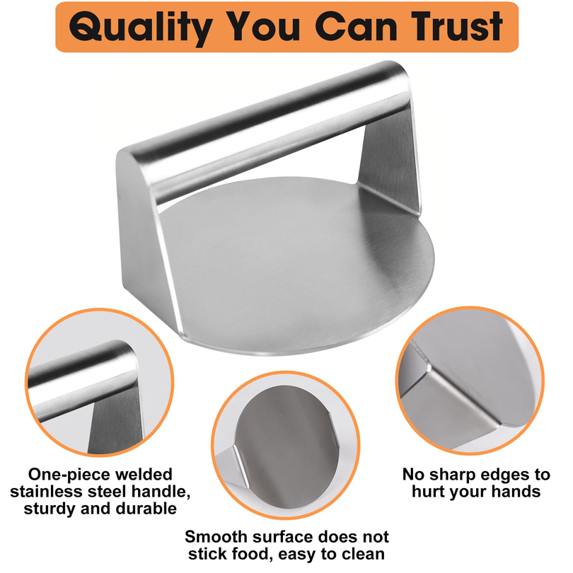 Stainless Steel Smash Burger Press, Hamburger Patties Meat Masher Mold