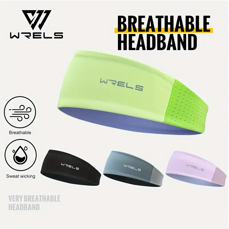 WRELS Anti Slip Sports Headband Sweat Absorbing Quick Dry Fitness Hair Band