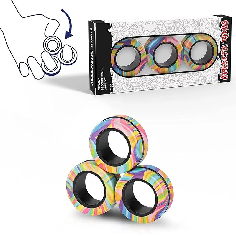 Magnetic Fidget Spinner Rings Set 3PCS Stress Relief Toy for Adults and Kids