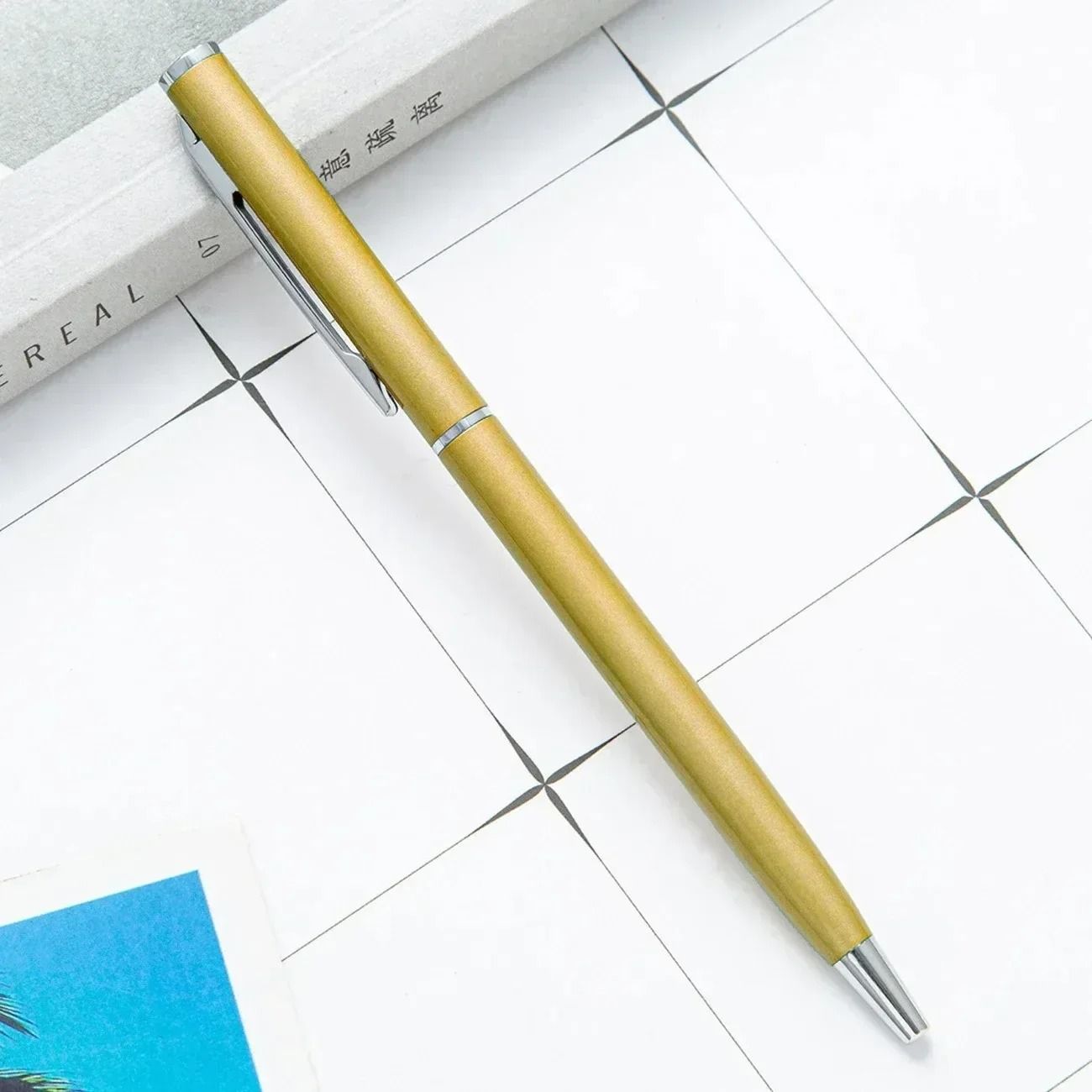 Rose Gold Custom Engraved Ballpoint Pens Slim Metal Personalized Logo Pens Bulk Set