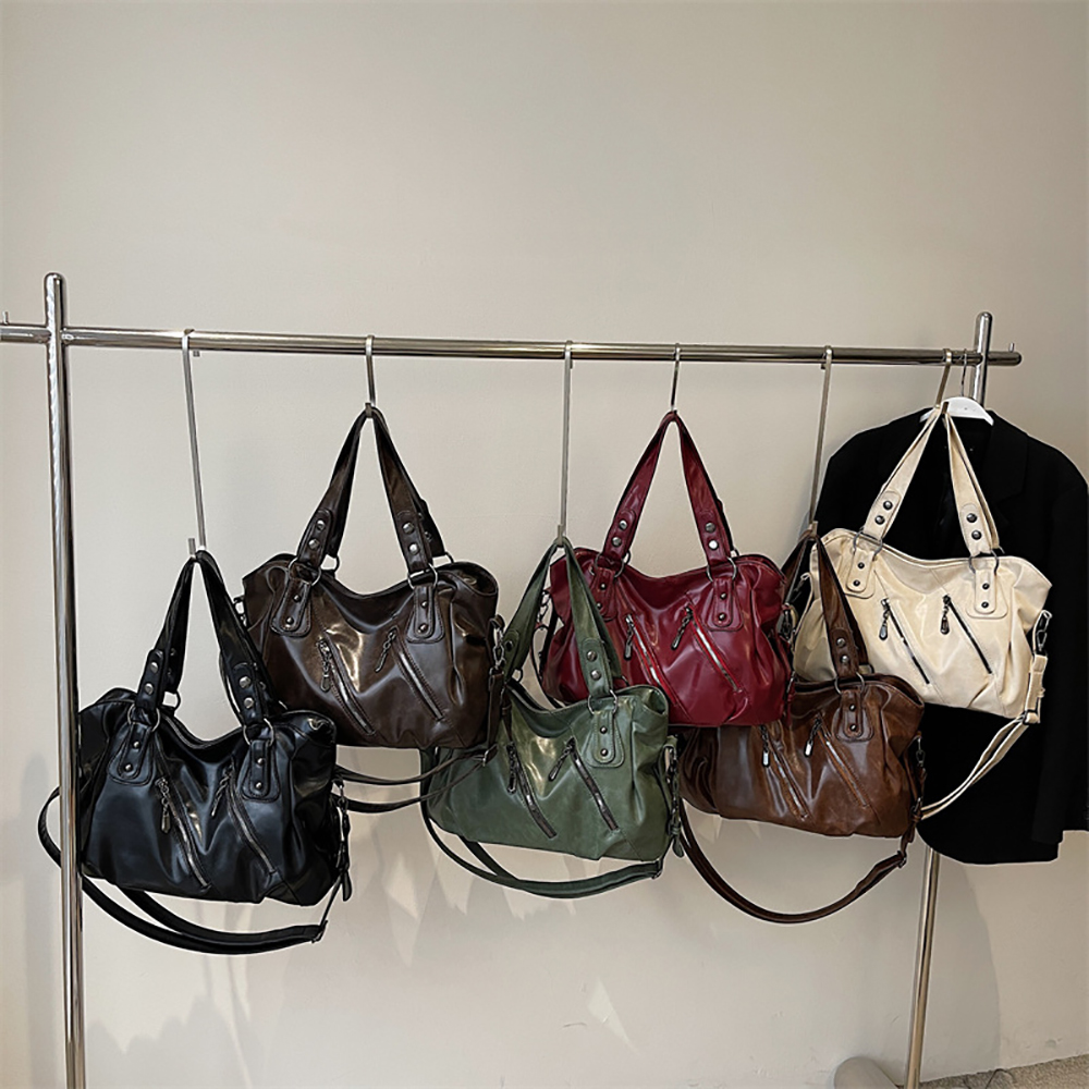 Elegant PU Leather One Shoulder Bag Large Capacity Tote Crossbody Handbag