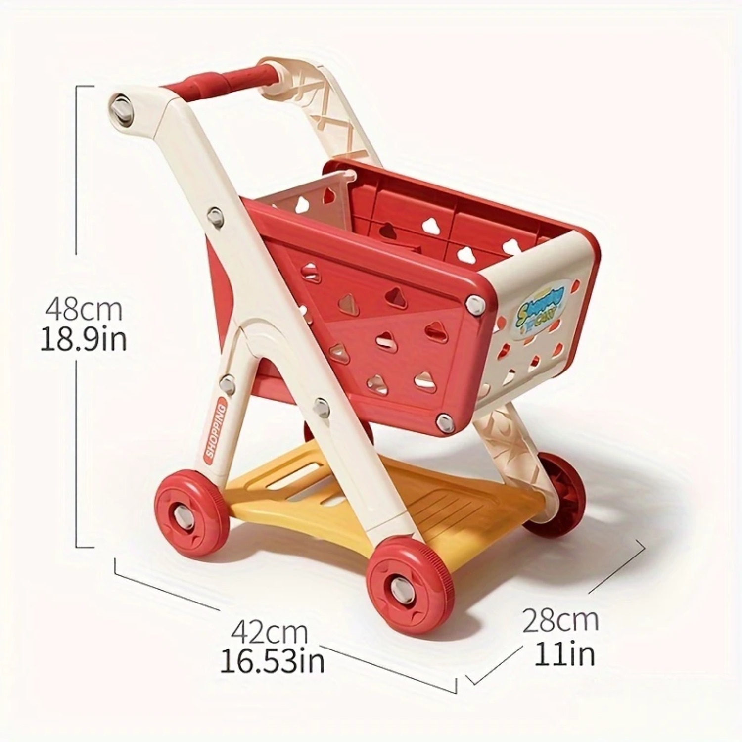 Toddler Shopping Cart Trolley Playset, Educational Toy with Food, Fruits, and Vegetables for Kids
