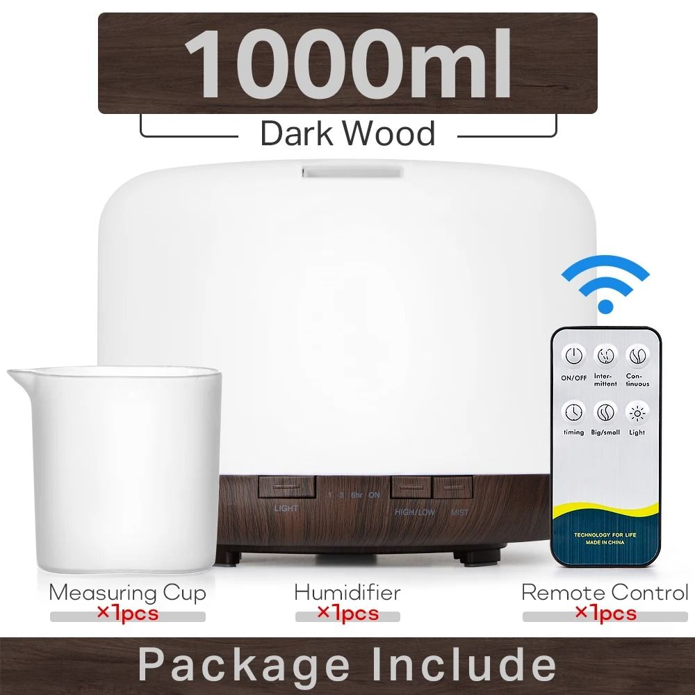 Ultrasonic Aromatherapy Diffuser with Remote Control and LED Light