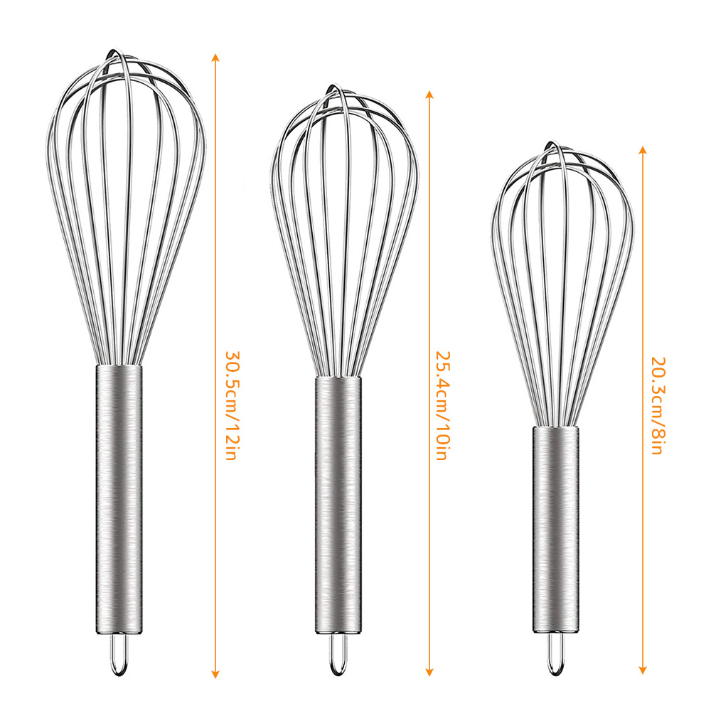 Stainless Steel Whisk Set, Wire Whisks With Stainless Grip, Kitchen Balloon Whisks