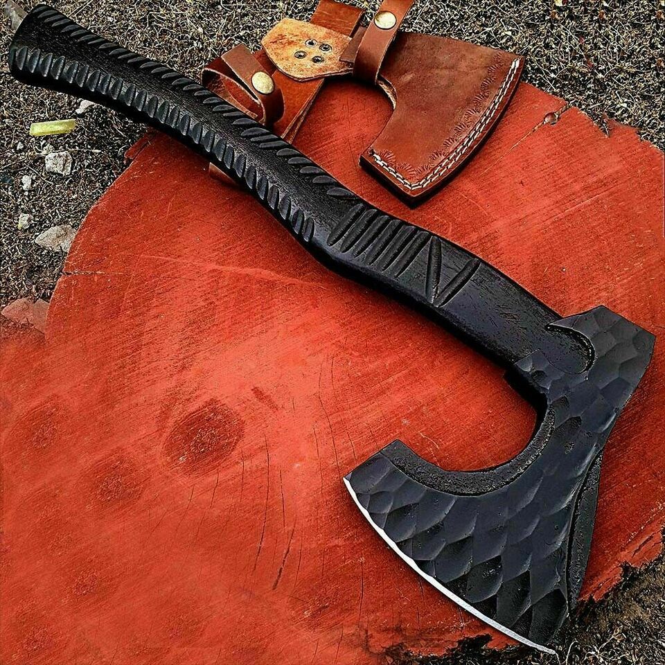 CUSTOM HANDMADE HIGH CARBON STEEL VIKING BEARDED HATCHET HUNTING TOMAHAWK AXE