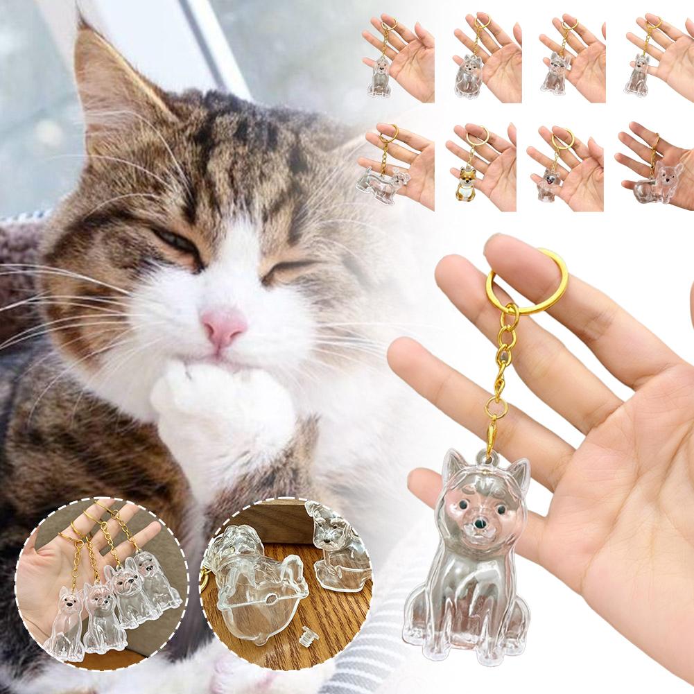 Dog Hair Collection Keychain Charm – Memorial Pet Hair Storage Box for Keepsakes