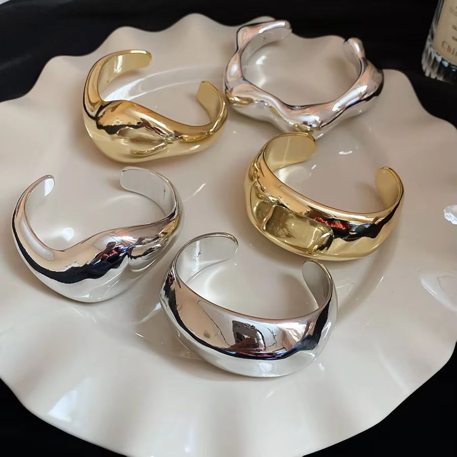 Irregular Geometric Twisted Open Bangle Bracelet for Women