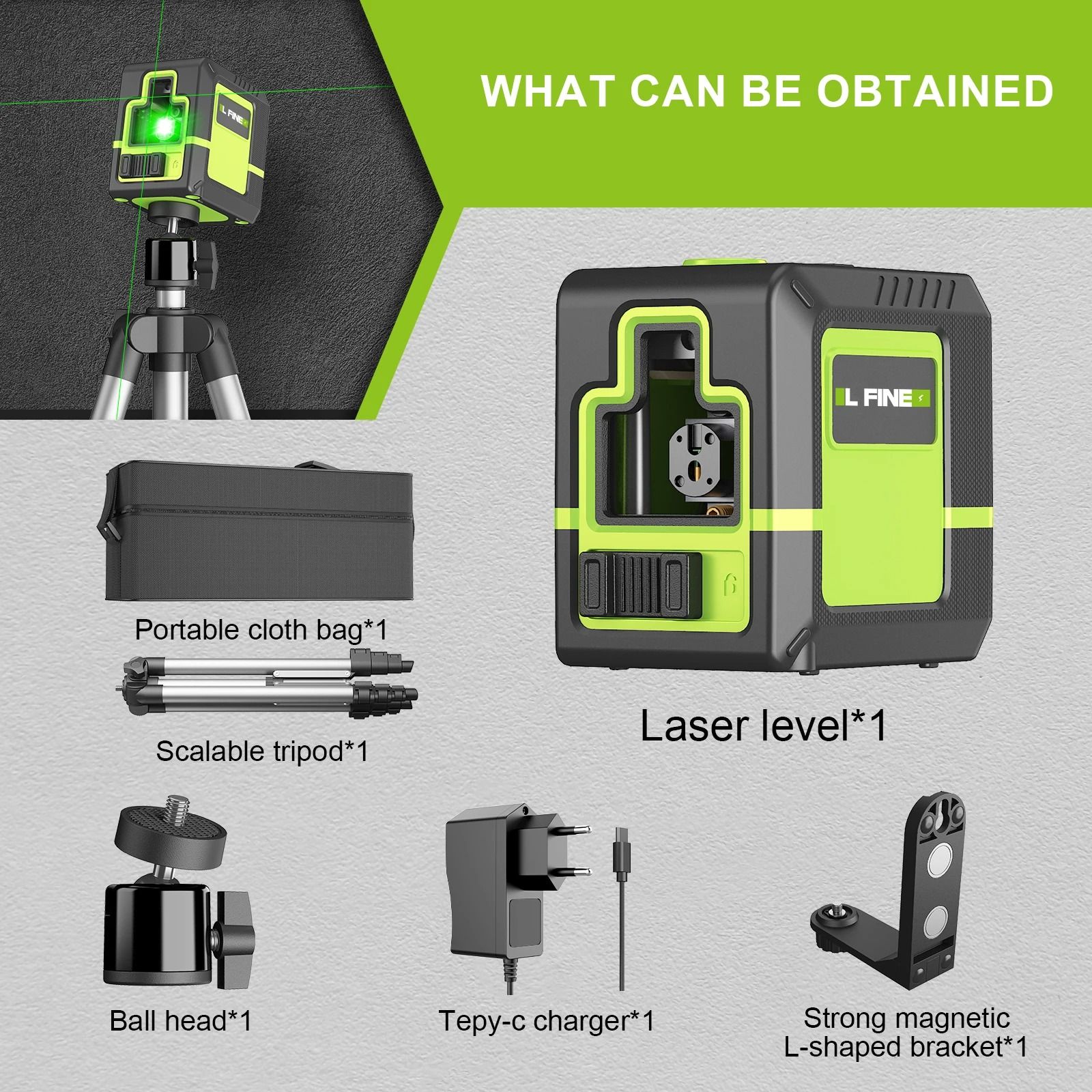 Laser Level Tool with 2 Cross Lines, 360° Self-Leveling, and Tripod Options