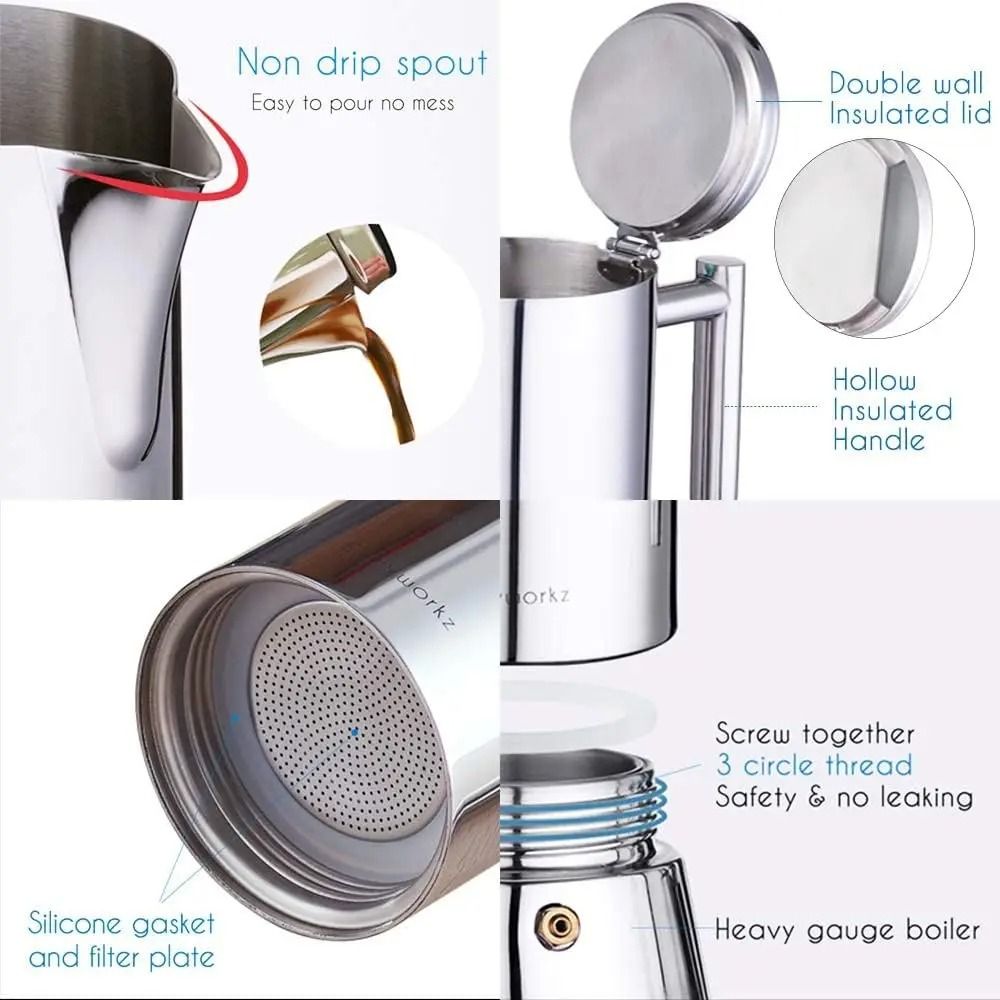 Stainless Steel Stovetop Espresso Maker Moka Pot