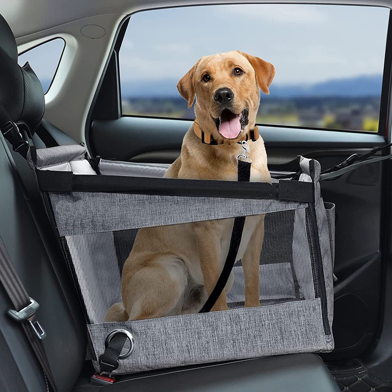 Portable Car Pet Seat, Stable Dog Carrier, Waterproof Design, Safety Mesh Protector for Puppy Travel Outdoor Use