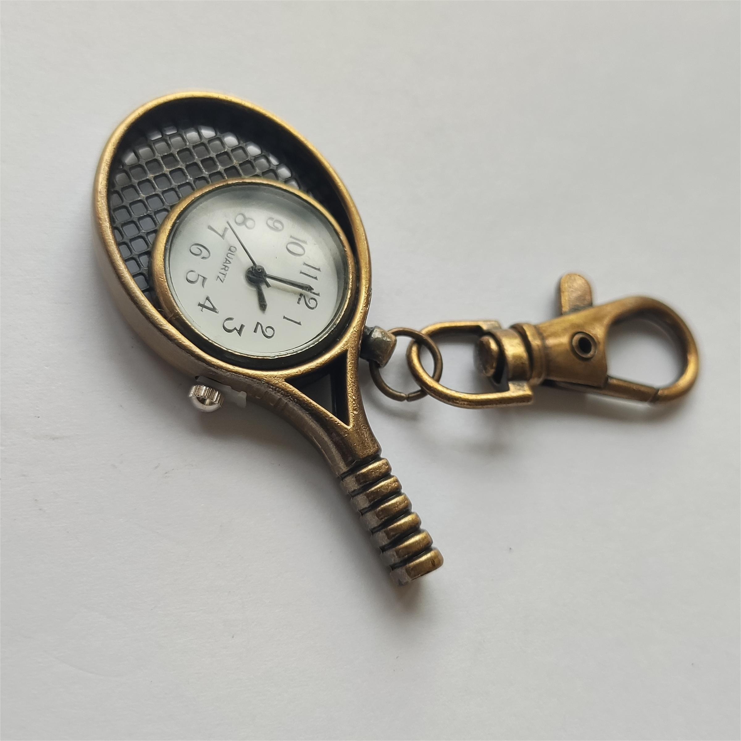 Vintage Mini Tennis Racket Pendant Necklace Watch for Women and Men