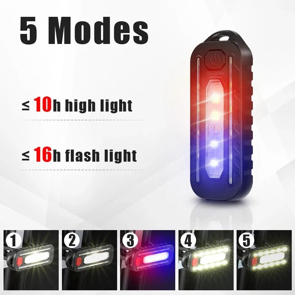 USB Recharge LED Flashlight Work Light Keychain Flashlight for Police Shoulder Clip Warning Flashing Light Outdoor Lamp