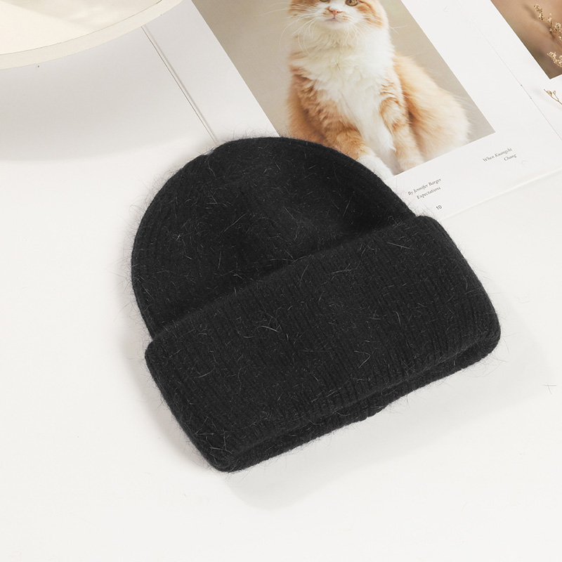 Real Rabbit Fur Winter Hat Fashion Women Beanie Warm Solid CoverWomen Solid Adult Cover Head Cap
