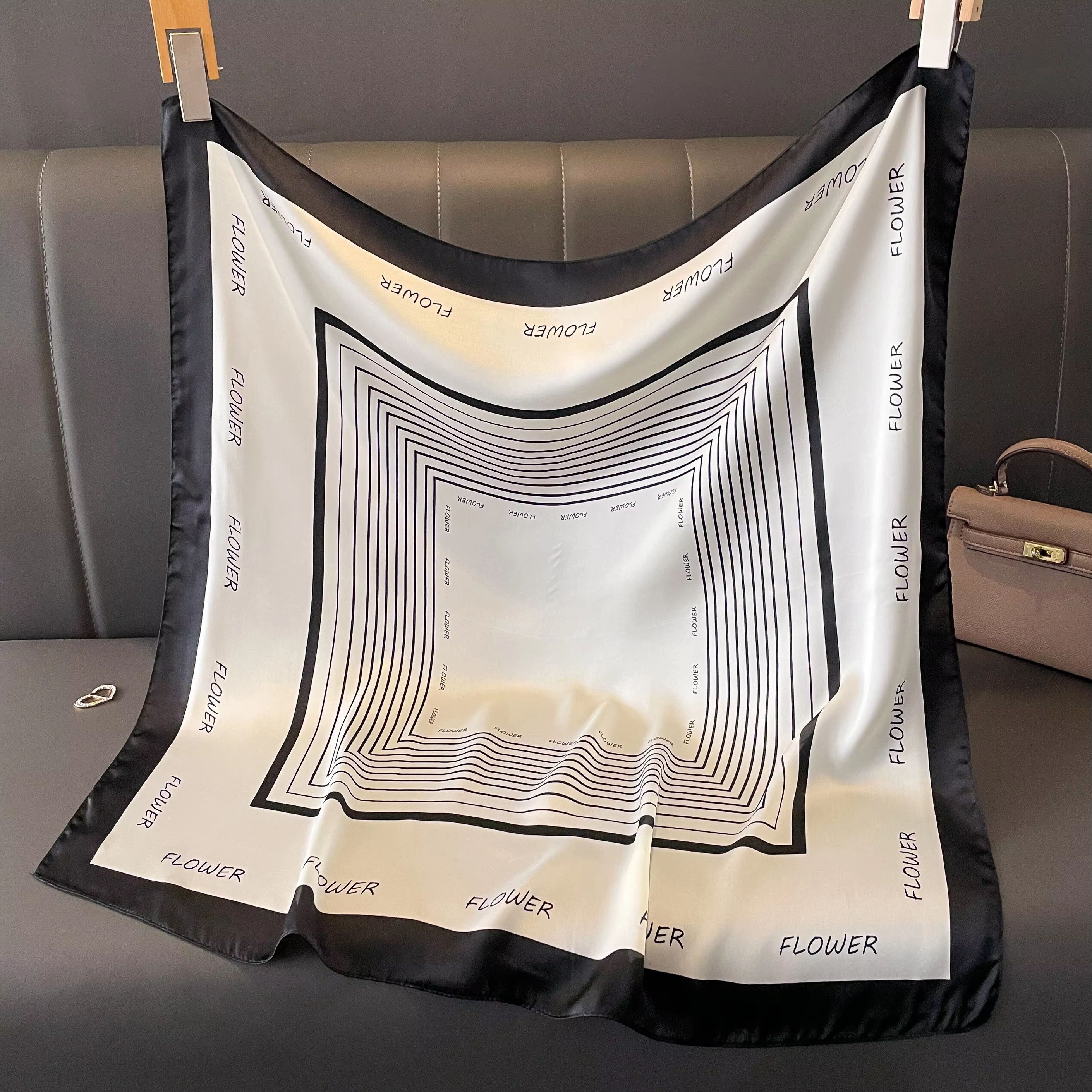 Women's Striped Silk Satin Square Scarf – 27.56x27.56in Elegant Headband, Neck Wrap & Bandana