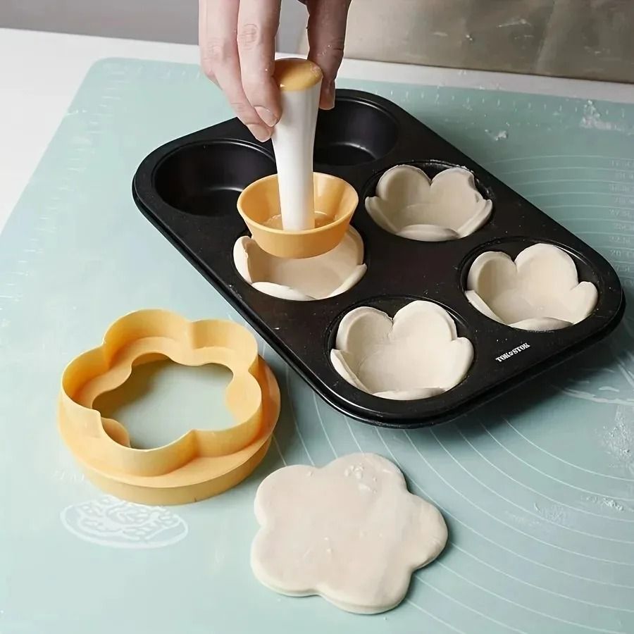 Mini Tart Shell Mold and Pastry Tamper Set – Non-Stick Plastic Tart Maker for Cookies, Cupcakes, and Desserts